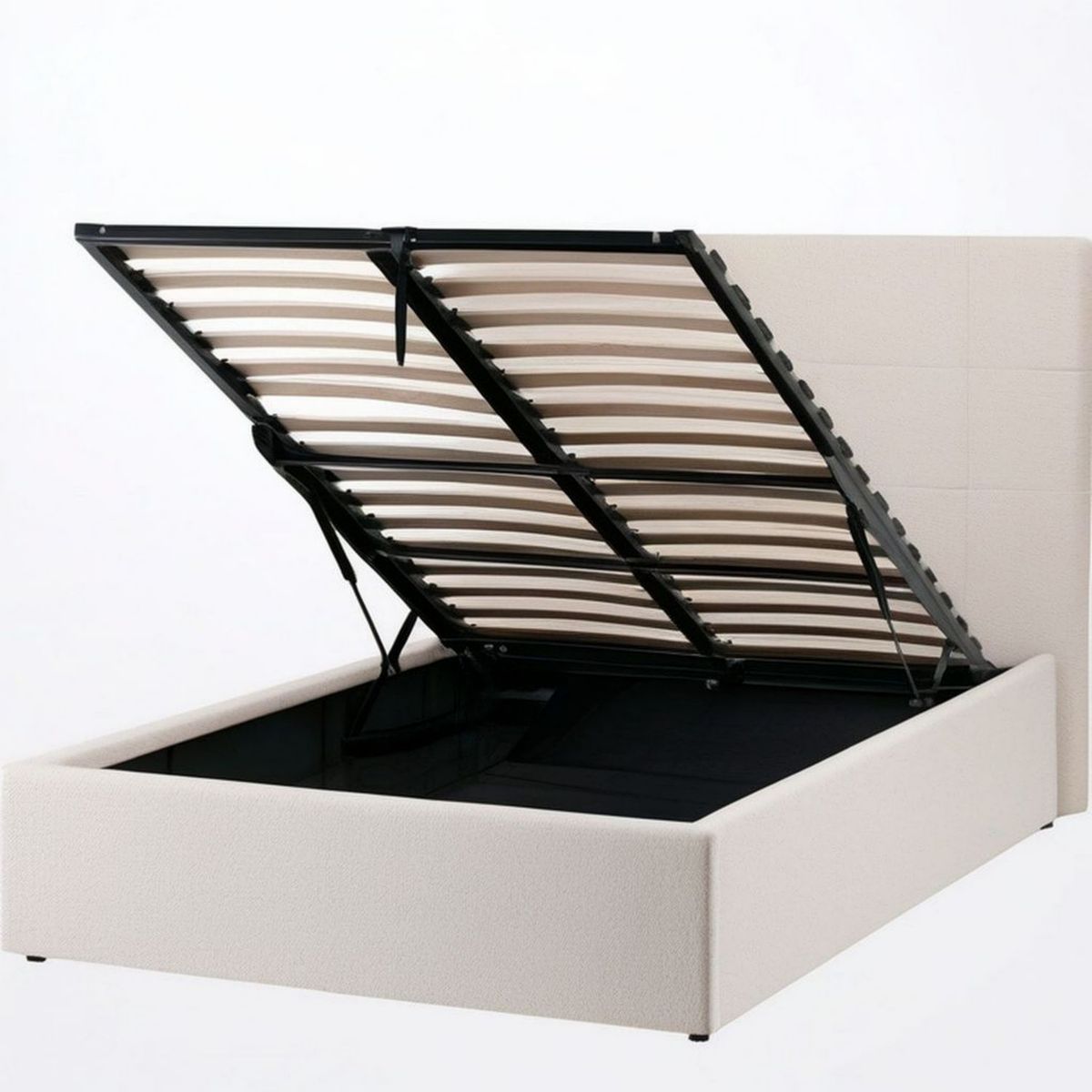 Stauraumbett 160 x 200 cm Beige mit Gasdruckfedern und Polyesterbezug