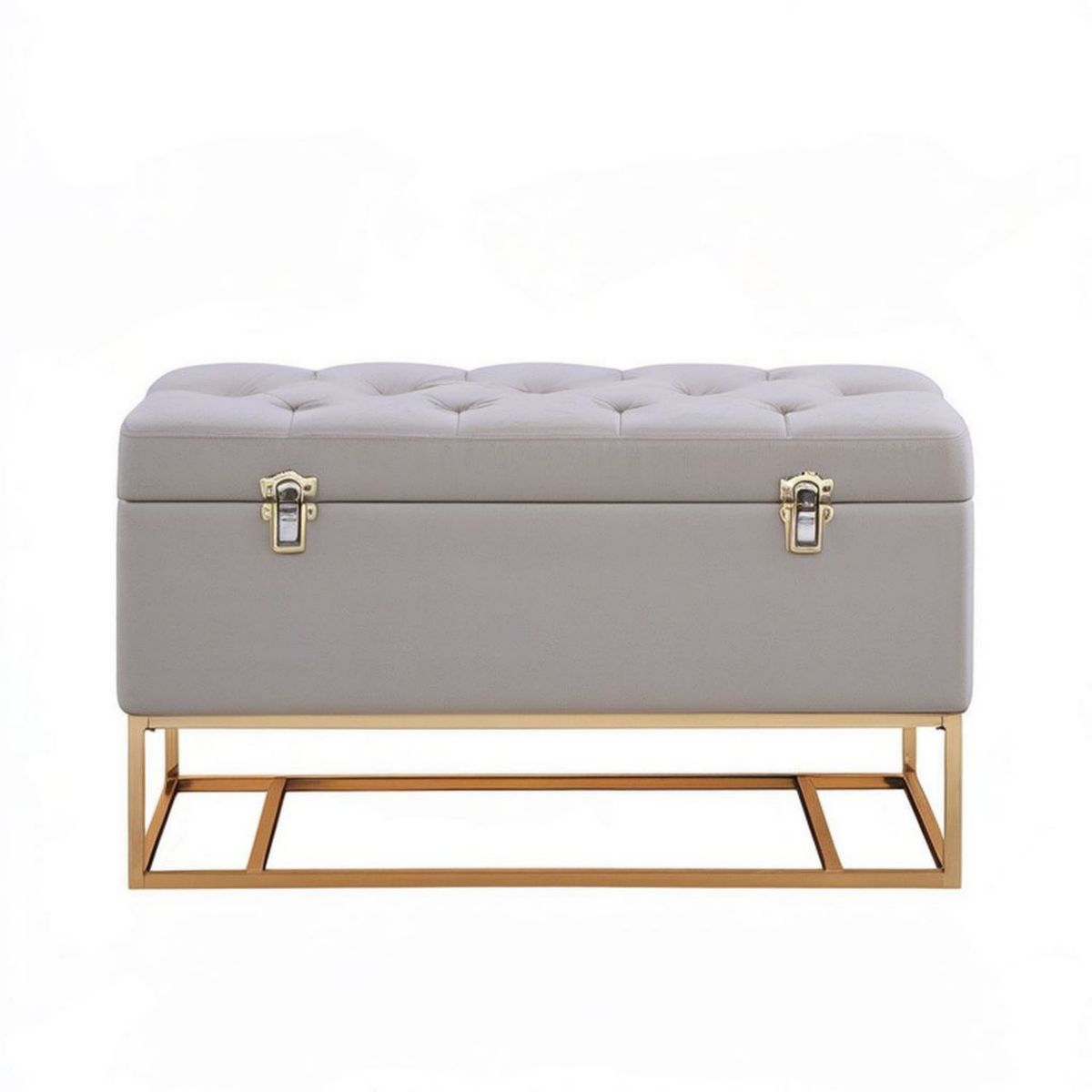 Gepolsterte Sitzbank mit Stauraum 100 x 40 x 45 cm Greige/Gold