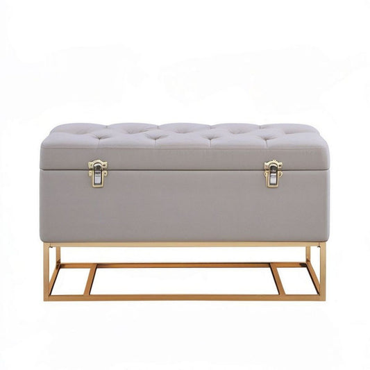 Gepolsterte Sitzbank mit Stauraum 100 x 40 x 45 cm Greige/Gold